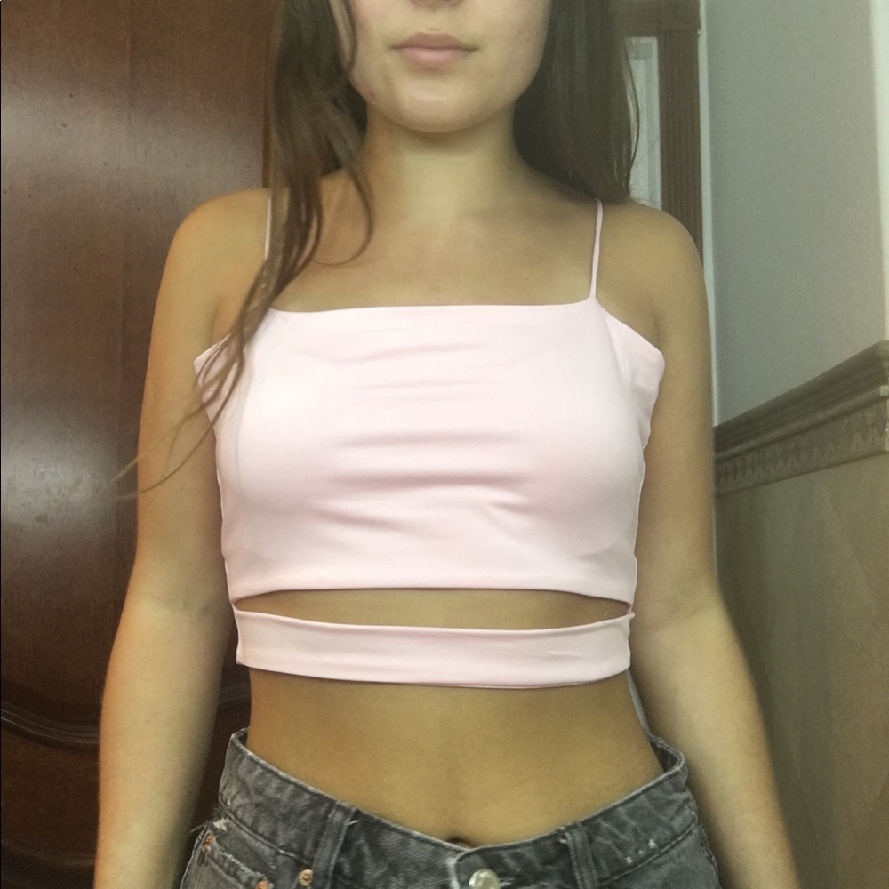 Pink crop top cami